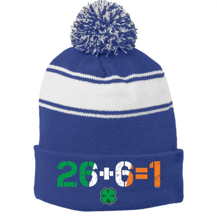 Green Irish Unity 26 + 6 = 1 St Paddys Day Ireland Gift Stripe Pom Pom Beanie