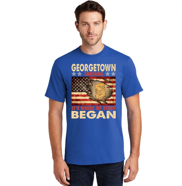 Georgetown Indiana Usa Flag 4th Of July Gift Tall T-Shirt