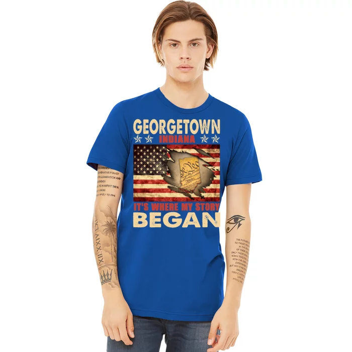 Georgetown Indiana Usa Flag 4th Of July Gift Premium T-Shirt