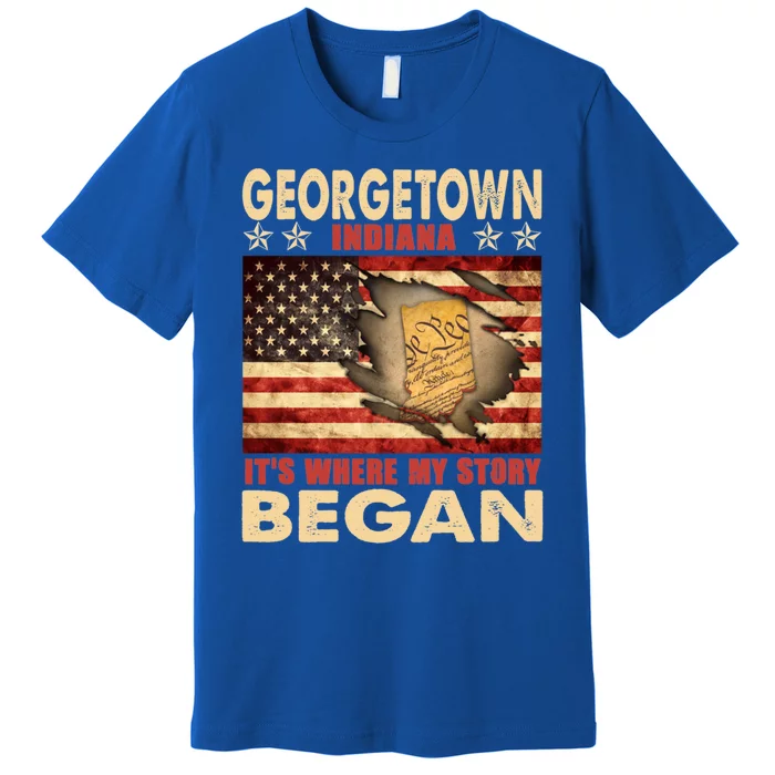 Georgetown Indiana Usa Flag 4th Of July Gift Premium T-Shirt