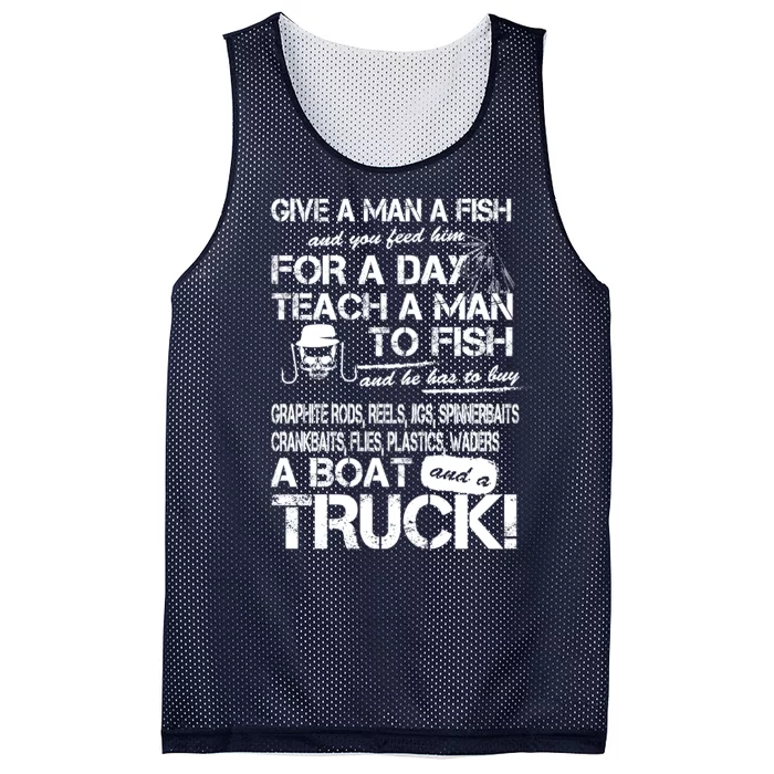 Give A Man A Fish A Boat And A Truck Mesh Reversible Basketball Jersey Tank