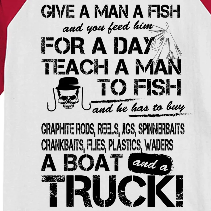 Give A Man A Fish A Boat And A Truck Kids Colorblock Raglan Jersey