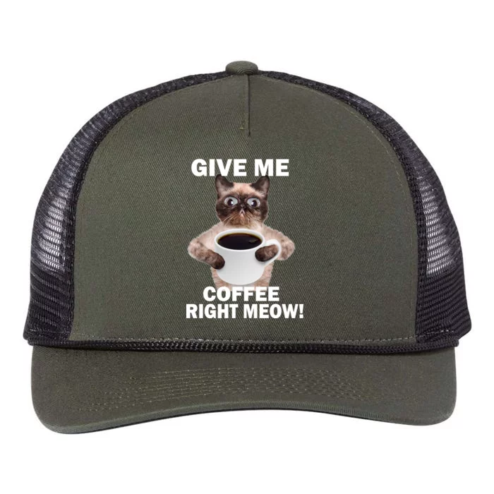 Give Me Coffee Right Meow Retro Rope Trucker Hat Cap