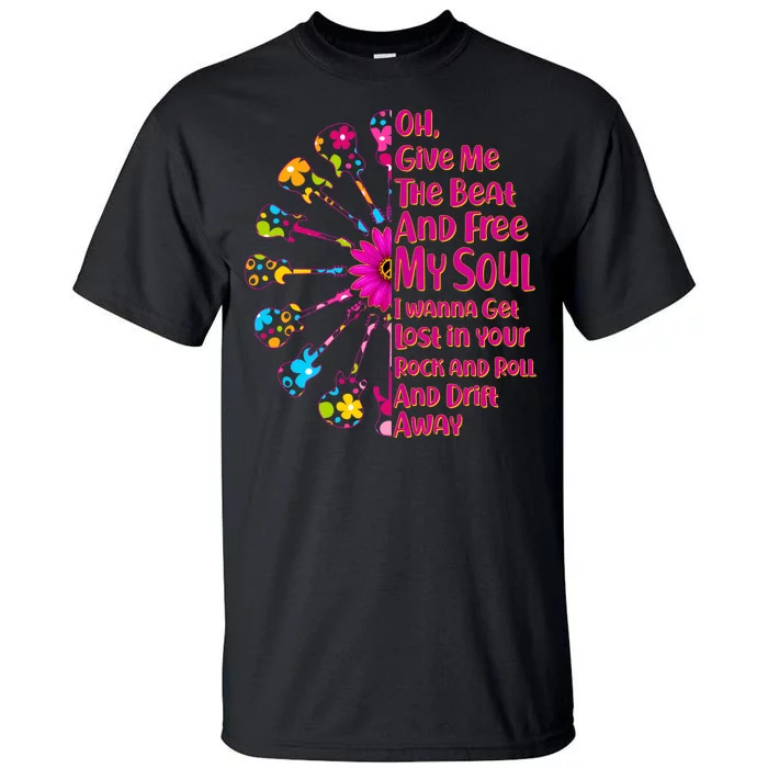 Give Me The Beat Hippie Guitars Tall T-Shirt