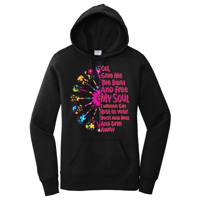 Give Me The Beat Hippie Guitars Women's Pullover Hoodie