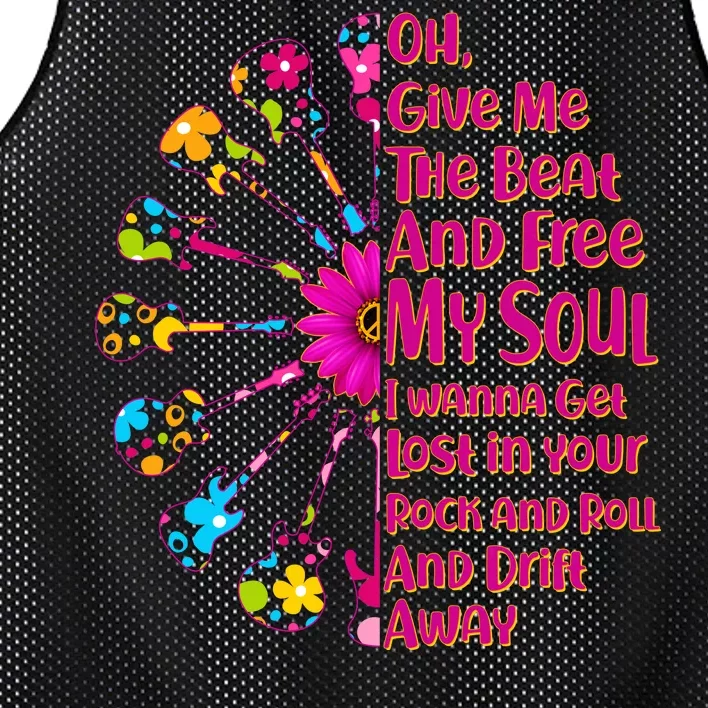 Give Me The Beat Hippie Guitars Mesh Reversible Basketball Jersey Tank