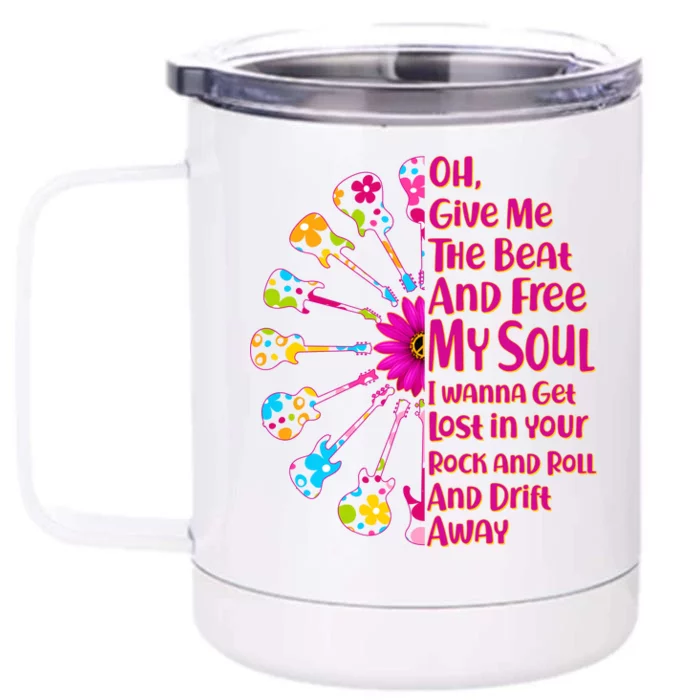 Give Me The Beat Hippie Guitars Front & Back 12oz Stainless Steel Tumbler Cup