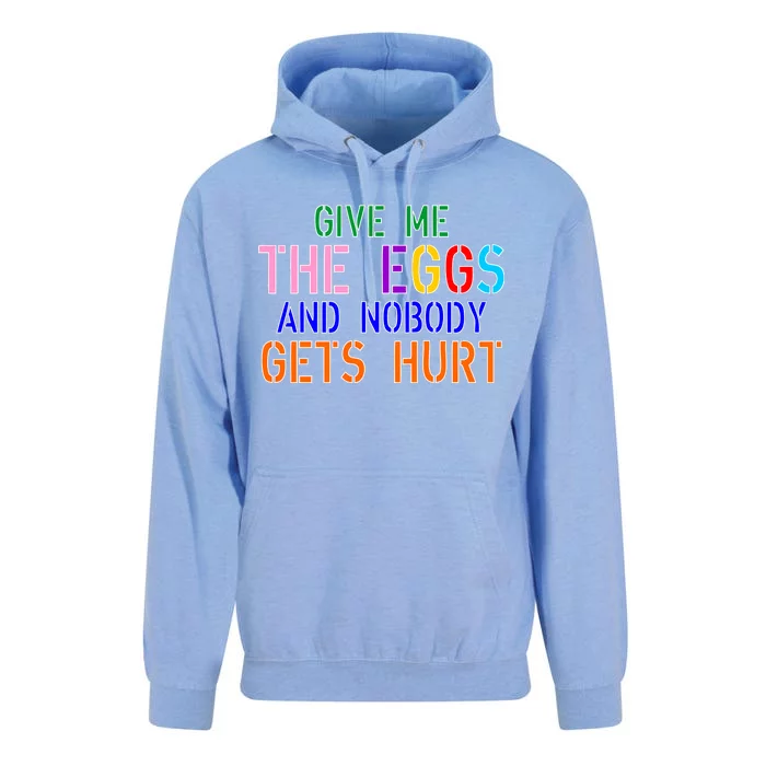 Give Me The Eggs and Nobody Gets Hurt Easter Egg Hunt Unisex Surf Hoodie