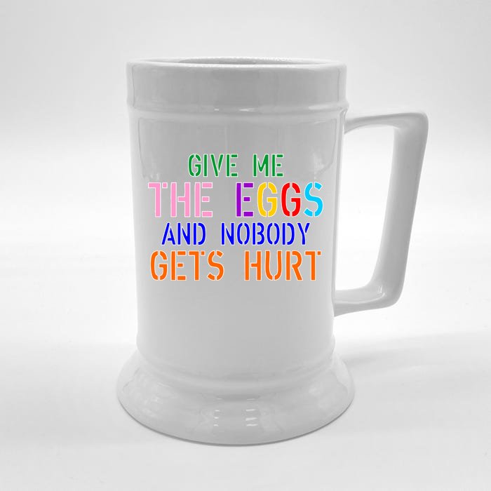 Give Me The Eggs and Nobody Gets Hurt Easter Egg Hunt Front & Back Beer Stein