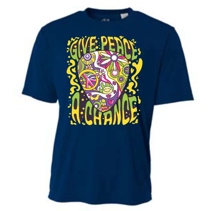 Give Peace A Chance Hippie Guitar Pick Cooling Performance Crew T-Shirt