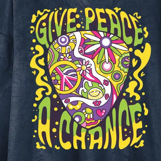 Give Peace A Chance Hippie Guitar Pick Hooded Wearable Blanket