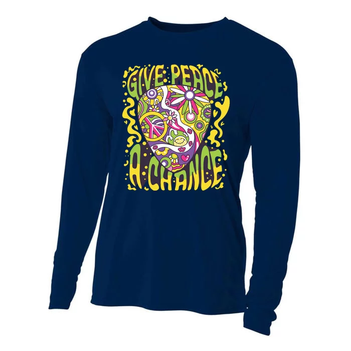 Give Peace A Chance Hippie Guitar Pick Cooling Performance Long Sleeve Crew