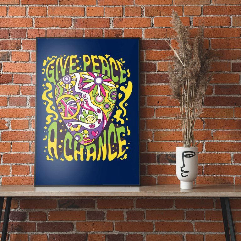 Give Peace A Chance Hippie Guitar Pick Poster