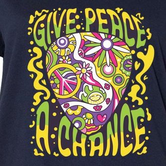 Give Peace A Chance Hippie Guitar Pick Women's V-Neck Plus Size T-Shirt