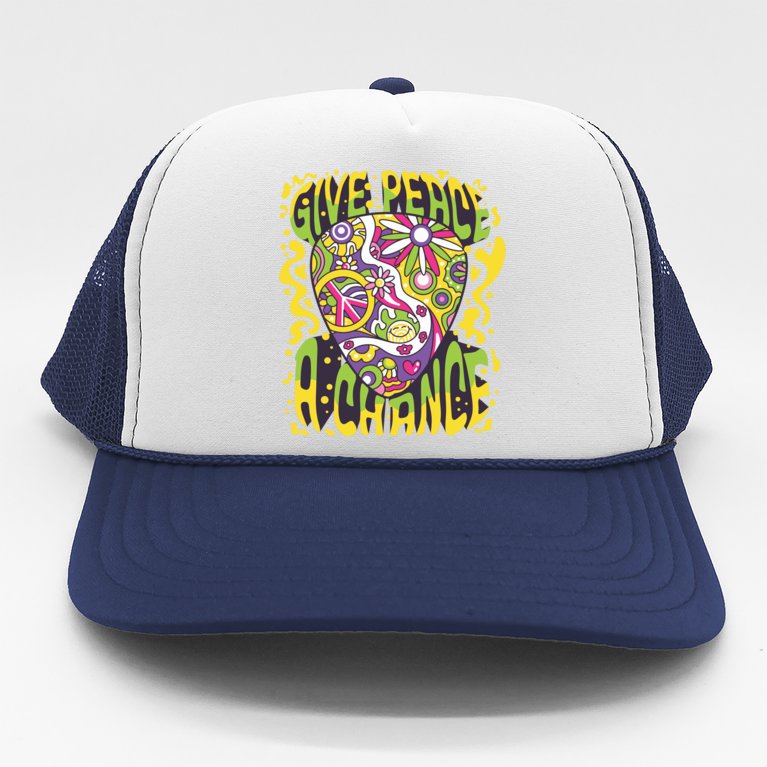Give Peace A Chance Hippie Guitar Pick Trucker Hat
