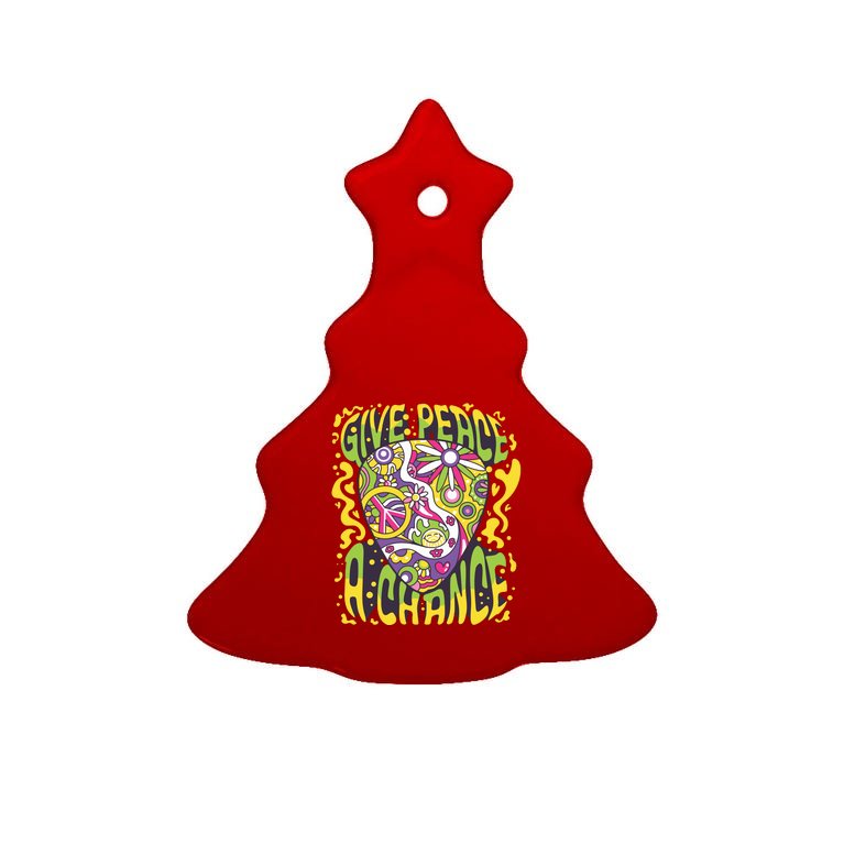 Give Peace A Chance Hippie Guitar Pick Tree Ornament