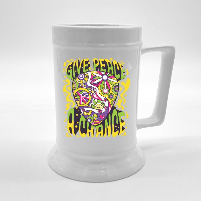 Give Peace A Chance Hippie Guitar Pick Front & Back Beer Stein