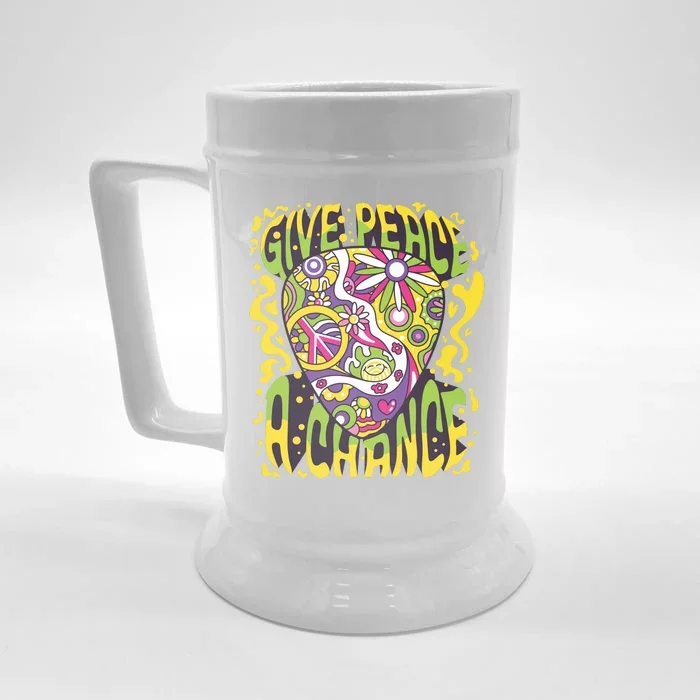 Give Peace A Chance Hippie Guitar Pick Front & Back Beer Stein