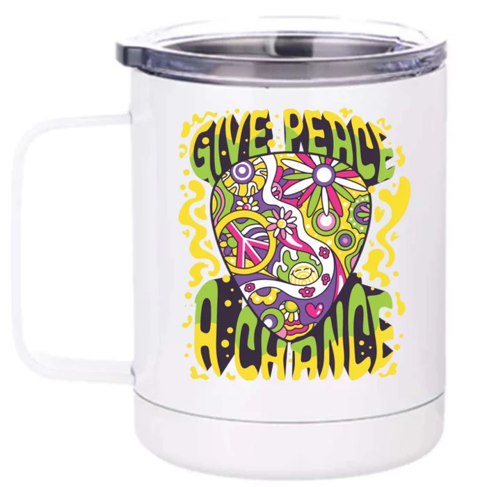 Give Peace A Chance Hippie Guitar Pick Front & Back 12oz Stainless Steel Tumbler Cup