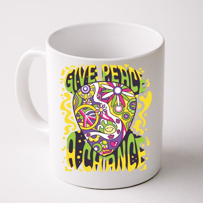 Give Peace A Chance Hippie Guitar Pick Coffee Mug