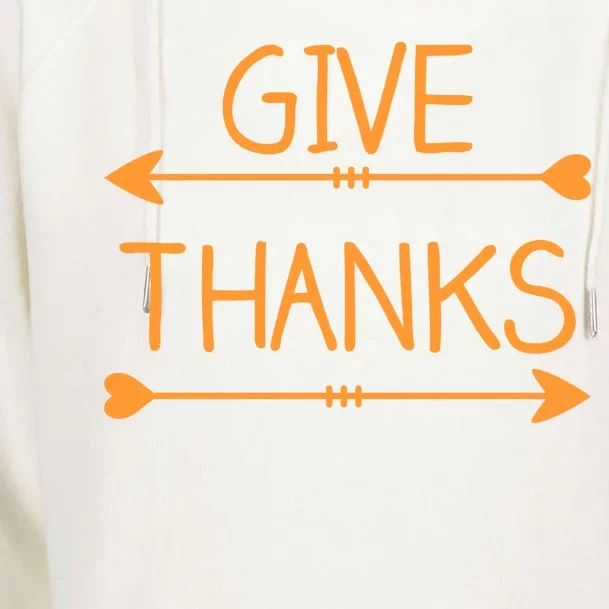 Give Thanks Arrows Heart Thanksgiving Womens Funnel Neck Pullover Hood