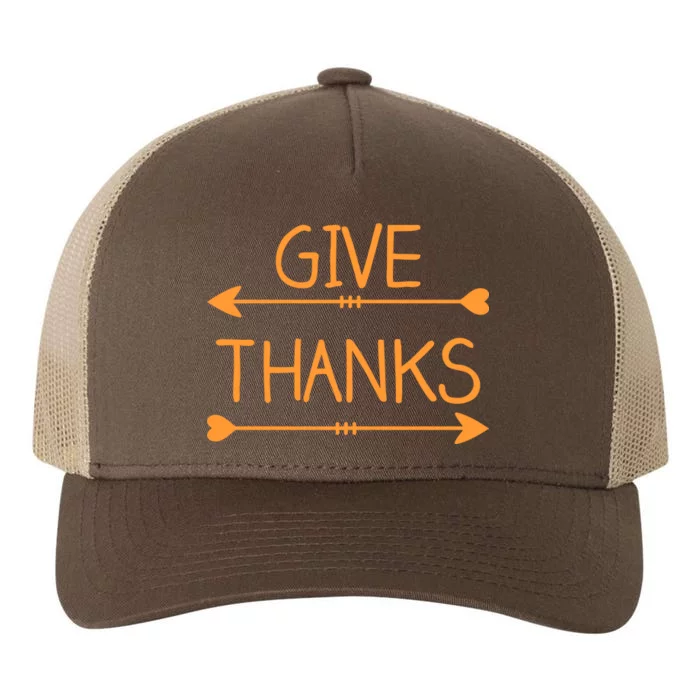 Give Thanks Arrows Heart Thanksgiving Yupoong Adult 5-Panel Trucker Hat