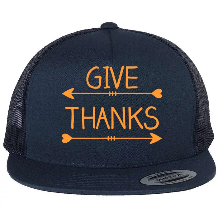 Give Thanks Arrows Heart Thanksgiving Flat Bill Trucker Hat