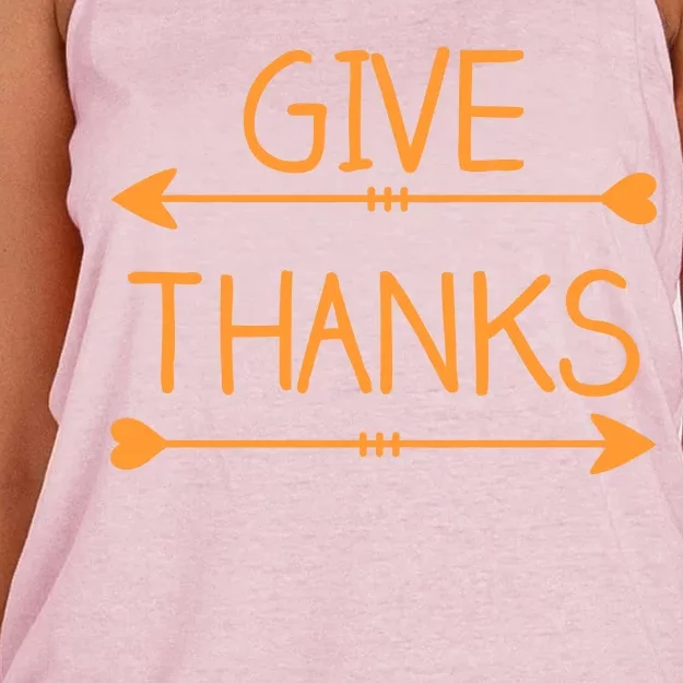 Give Thanks Arrows Heart Thanksgiving Women's Knotted Racerback Tank