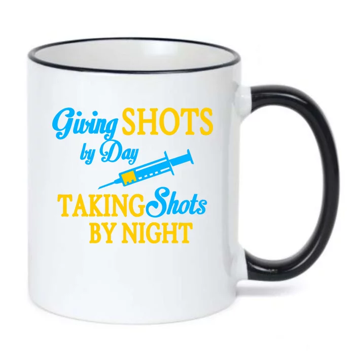 Givings Shots By Day and Taking Shots By Night Nurse Black Color Changing Mug