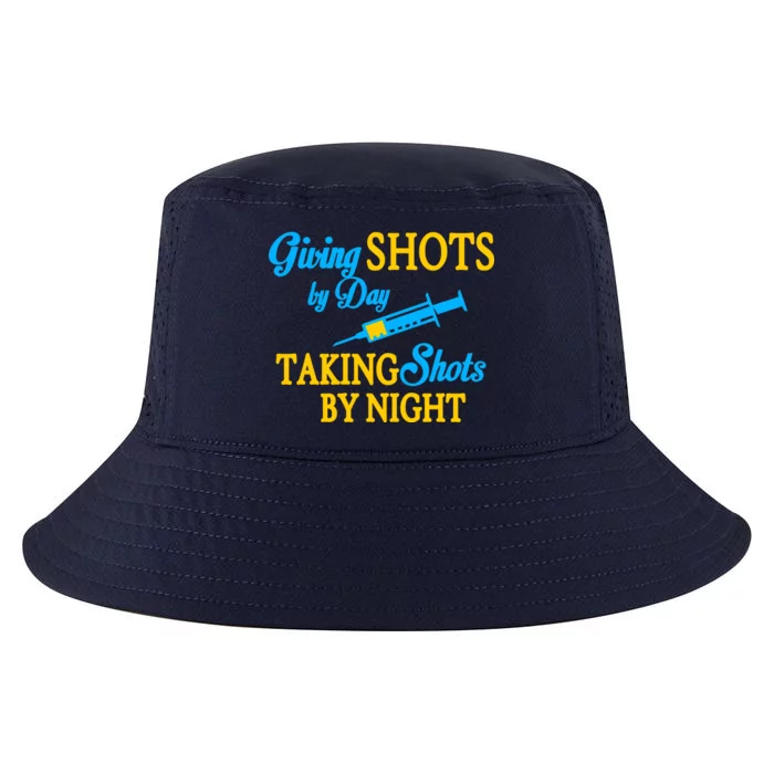 Givings Shots By Day and Taking Shots By Night Nurse Cool Comfort Performance Bucket Hat