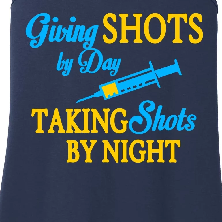 Givings Shots By Day and Taking Shots By Night Nurse Ladies Essential Tank