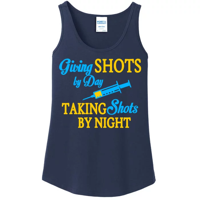 Givings Shots By Day and Taking Shots By Night Nurse Ladies Essential Tank