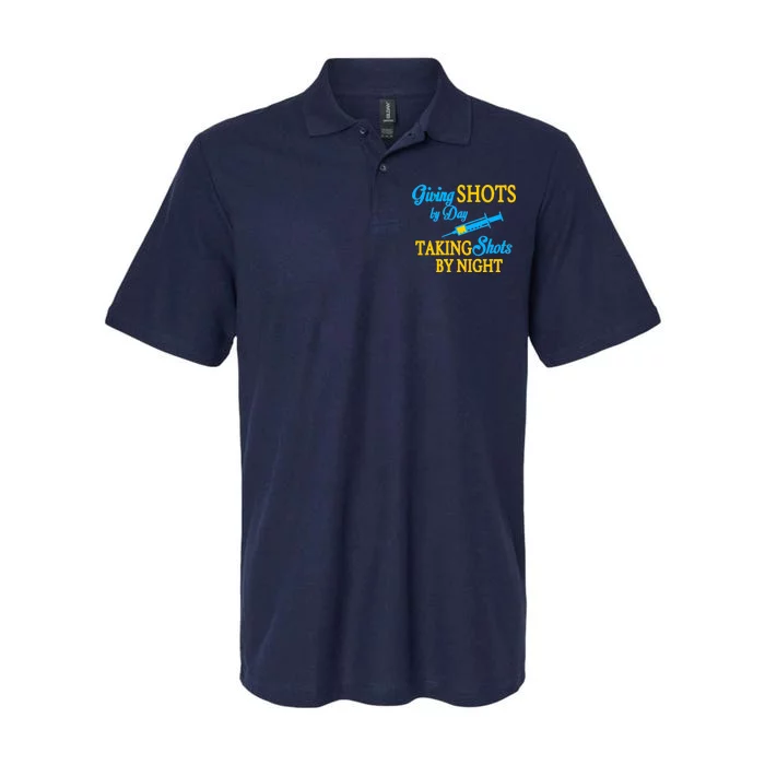 Givings Shots By Day and Taking Shots By Night Nurse Softstyle Adult Sport Polo