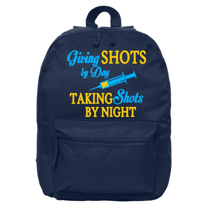 Givings Shots By Day and Taking Shots By Night Nurse 16 in Basic Backpack