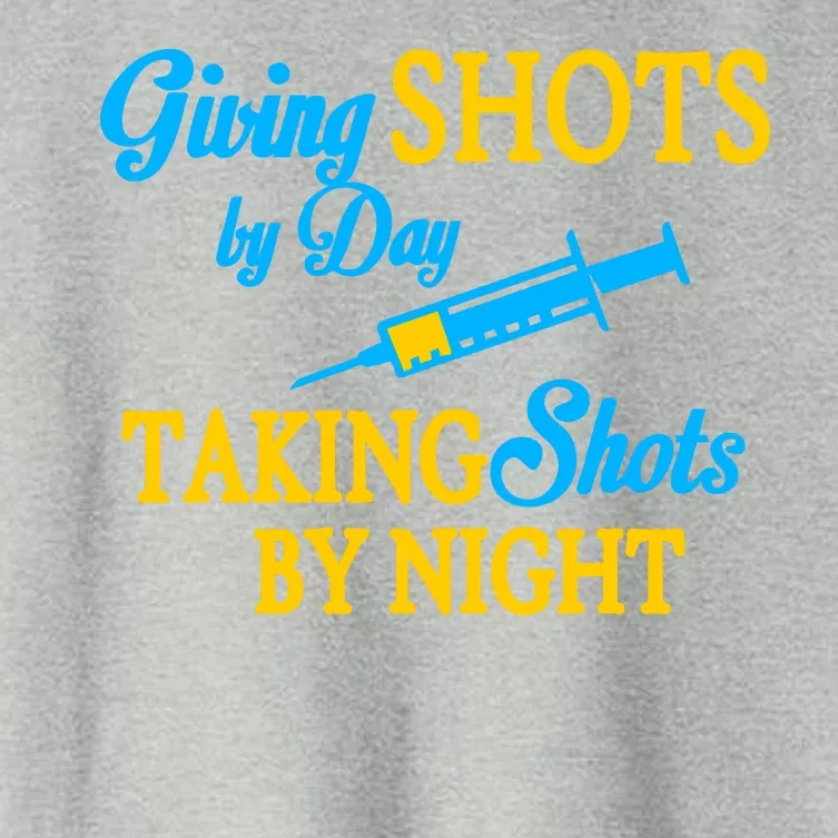 Givings Shots By Day and Taking Shots By Night Nurse Women's Crop Top Tee