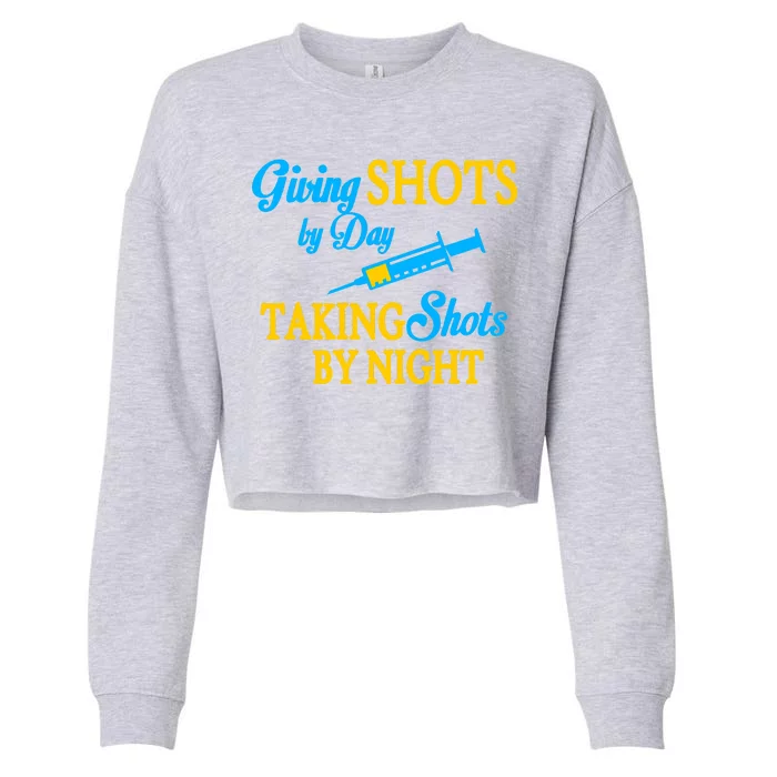 Givings Shots By Day and Taking Shots By Night Nurse Cropped Pullover Crew