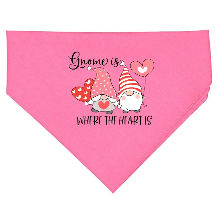 Gnome Is Where The Heart Is Gift For Valentine Day USA-Made Doggie Bandana