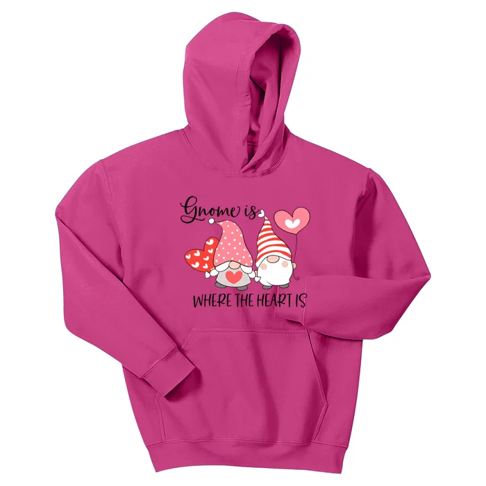 Gnome Is Where The Heart Is Gift For Valentine Day Kids Hoodie