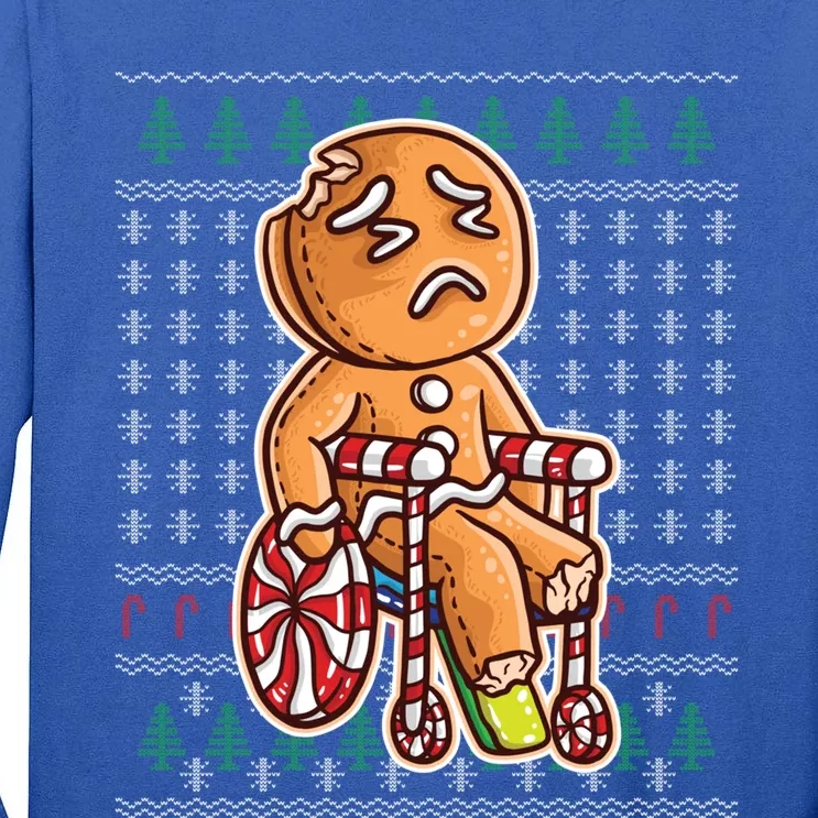 Gingerbread In Wheelchair Broken Leg Joke Cookie Baking Great Gift Tall Long Sleeve T-Shirt