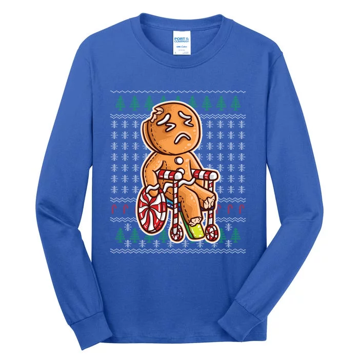 Gingerbread In Wheelchair Broken Leg Joke Cookie Baking Great Gift Tall Long Sleeve T-Shirt