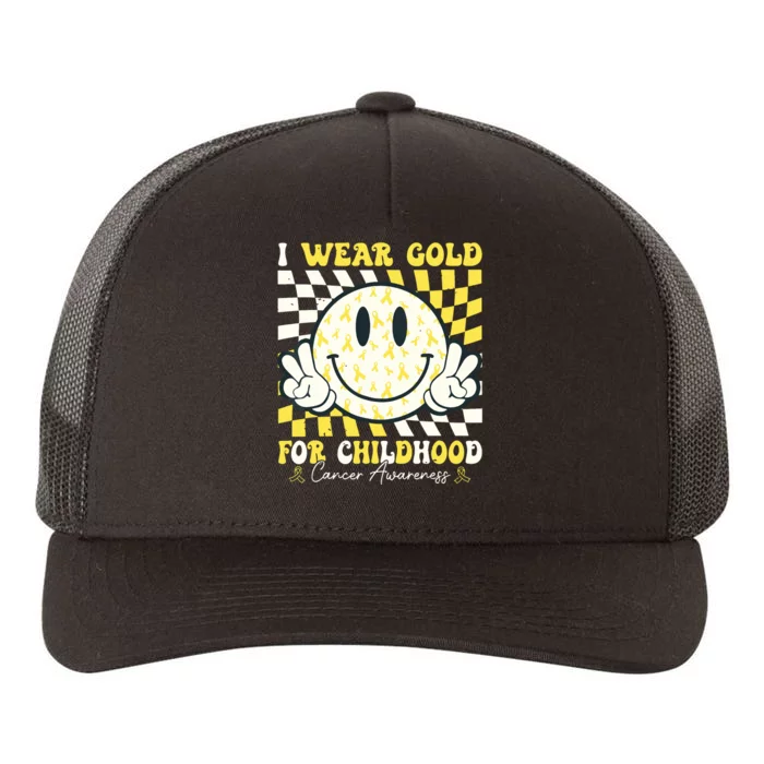 Groovy I Wear Gold For Childhood Cancer Awareness Ribbon Yupoong Adult 5-Panel Trucker Hat