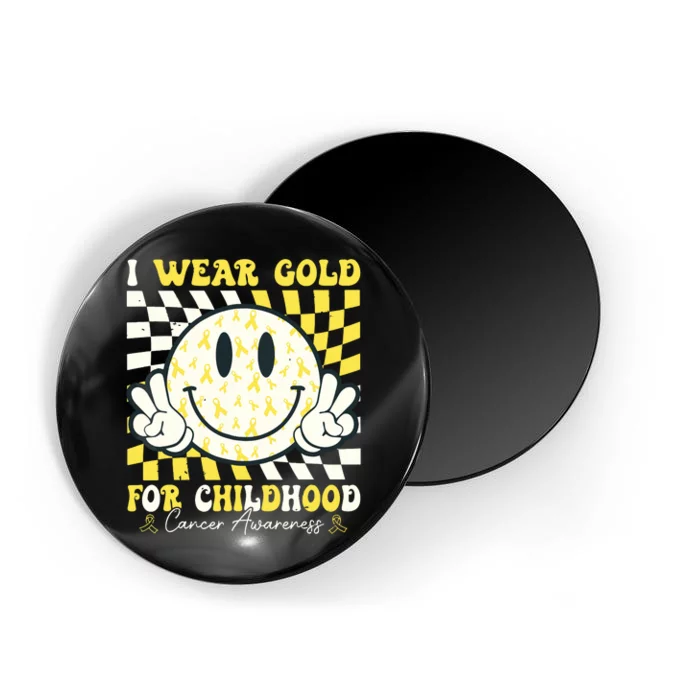 Groovy I Wear Gold For Childhood Cancer Awareness Ribbon Magnet