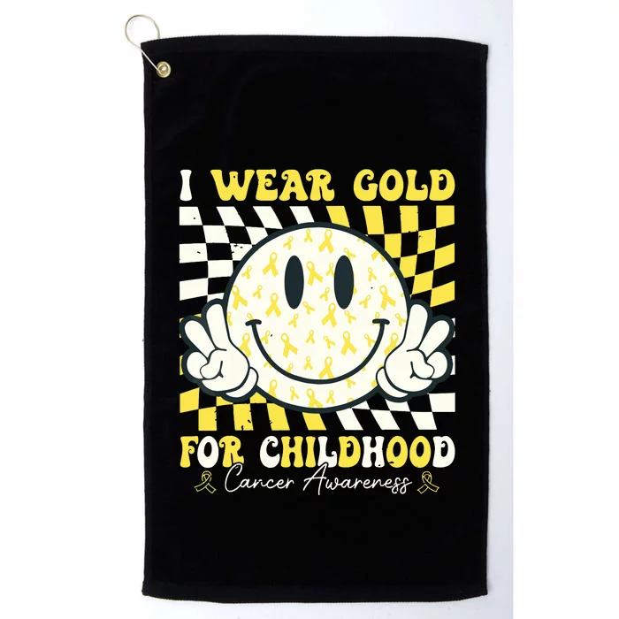 Groovy I Wear Gold For Childhood Cancer Awareness Ribbon Platinum Collection Golf Towel