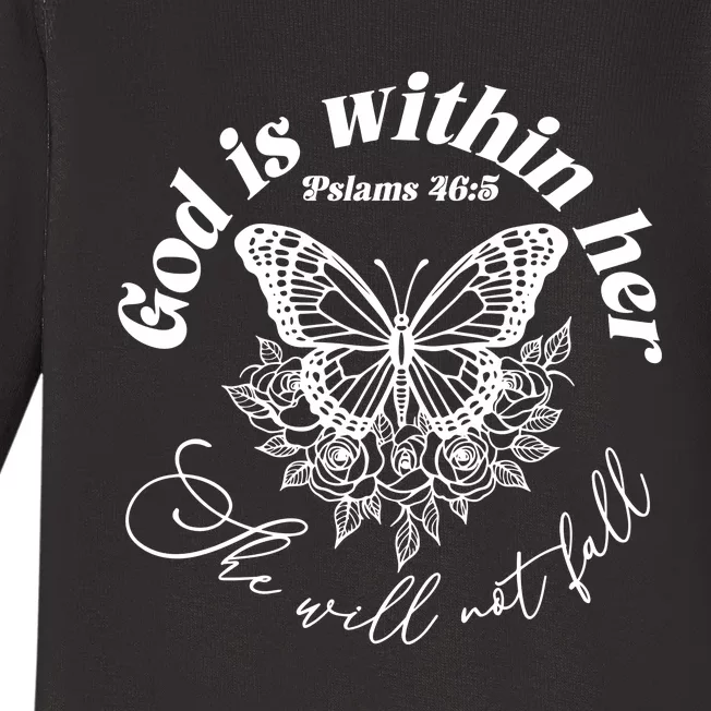 God Is Within Her She Will Not Fall Baby Long Sleeve Bodysuit