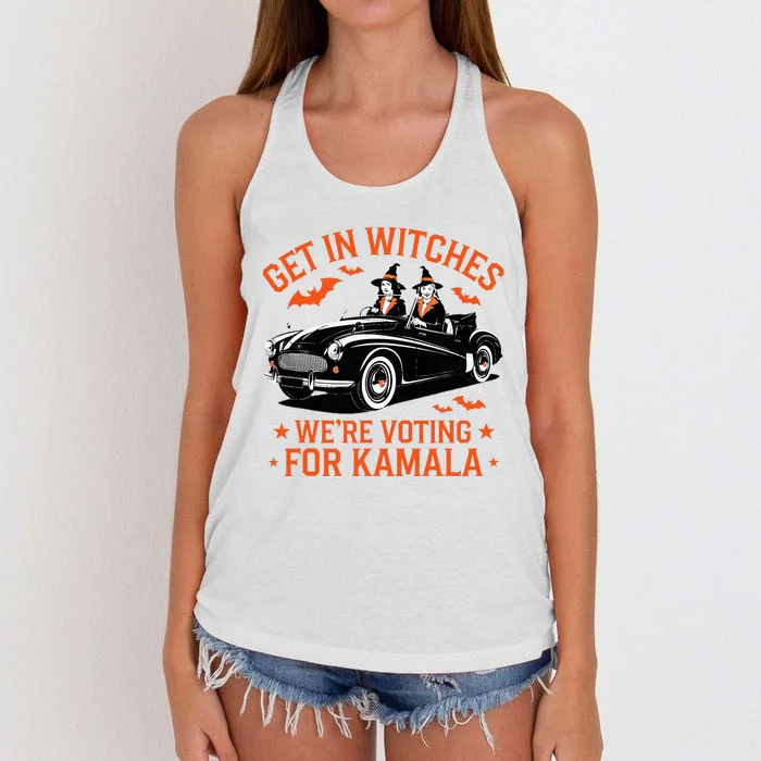 Get In Witches WeRe Voting For Kamala Harris Witch 2024 Women's Knotted Racerback Tank