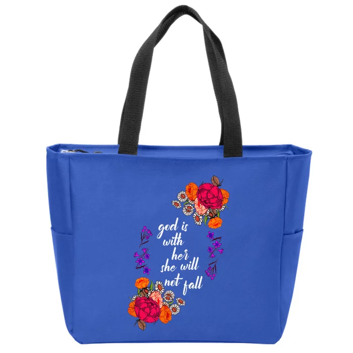 God Is With Her Biblical Quote Godly Sayings Christian Gift Zip Tote Bag