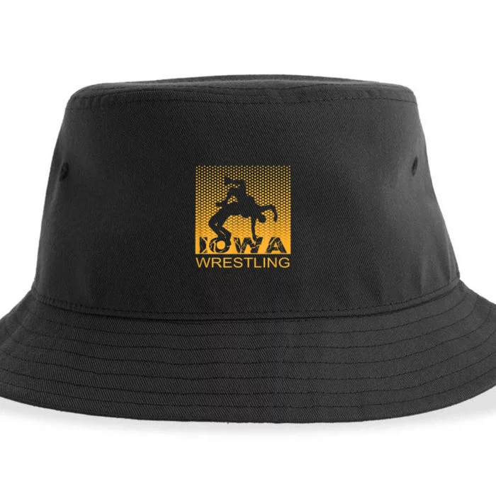 Graphic Iowa Wrestling Freestyle Wrestler The Hawkeye State Sustainable Bucket Hat