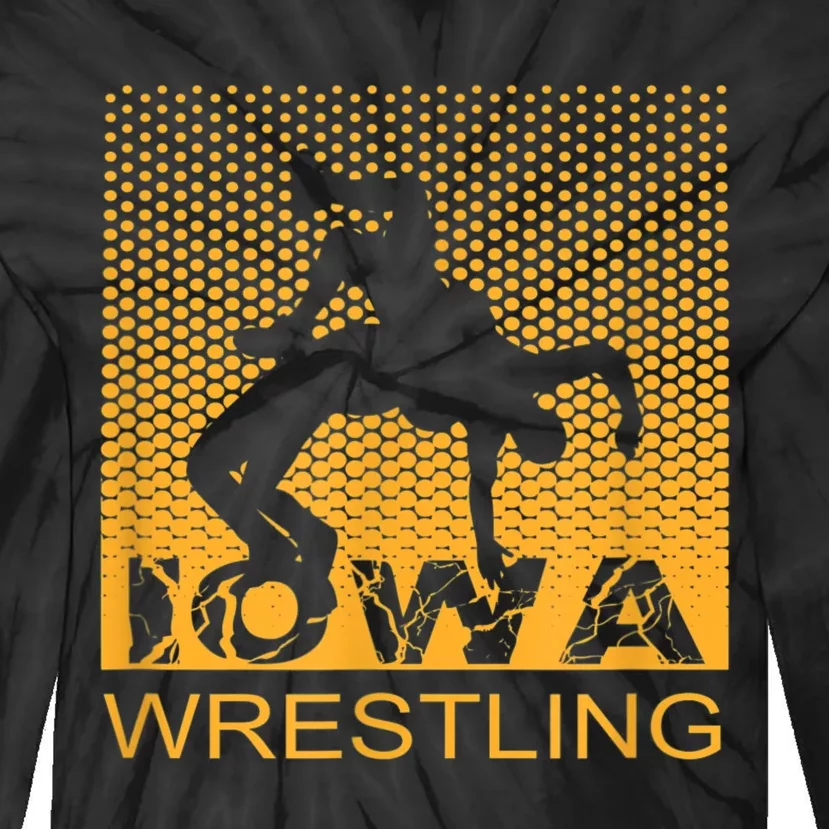 Graphic Iowa Wrestling Freestyle Wrestler The Hawkeye State Tie-Dye Long Sleeve Shirt