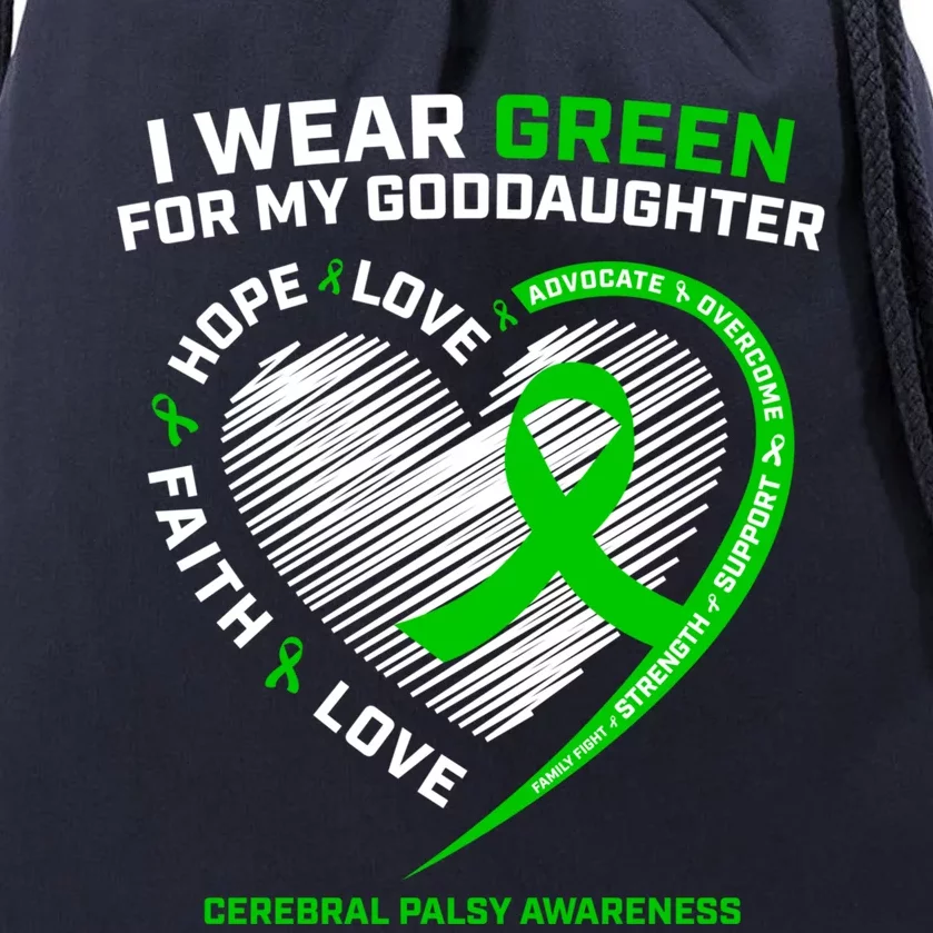 Godmother I Wear Green For My Goddaughter Cerebral Palsy Gift Drawstring Bag