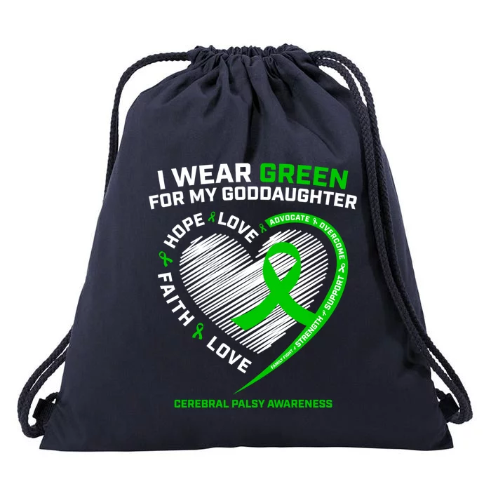 Godmother I Wear Green For My Goddaughter Cerebral Palsy Gift Drawstring Bag